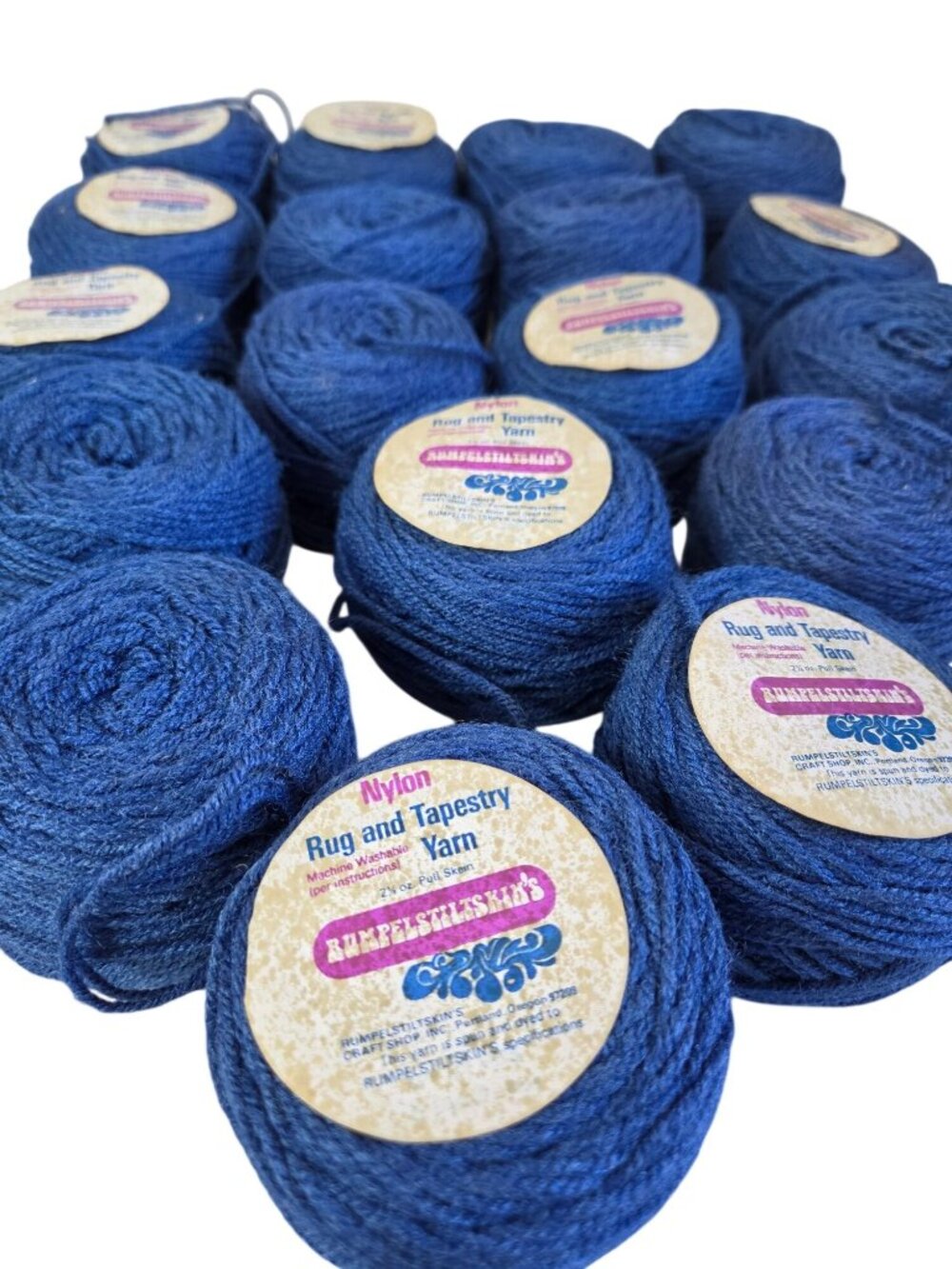 Vtg Rumpelstiltskin’s Rug Tapestry Yarn Blue 2.5 Oz Skeins Crafting Lot Of 18